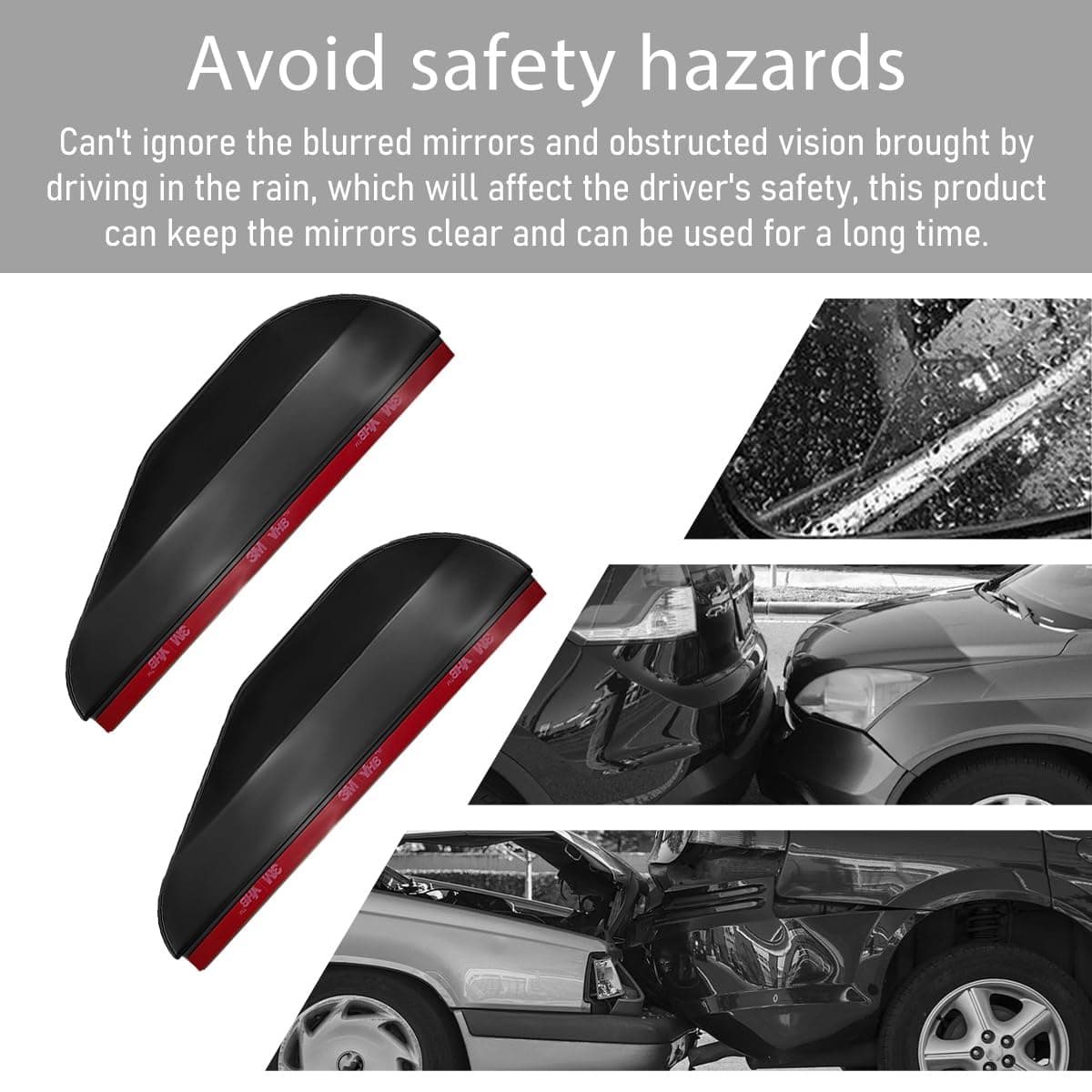 Wevdn 2 PCS Mirror Rain Visor Eyebrow, Waterproof PVC Auto Exterior Rear View Mirror Rain Visor Guard, Rainproof Side Mirror Rain Visor Eyebrow Cover for SUV Truck, Car Accessories (Black) thumbnail 3