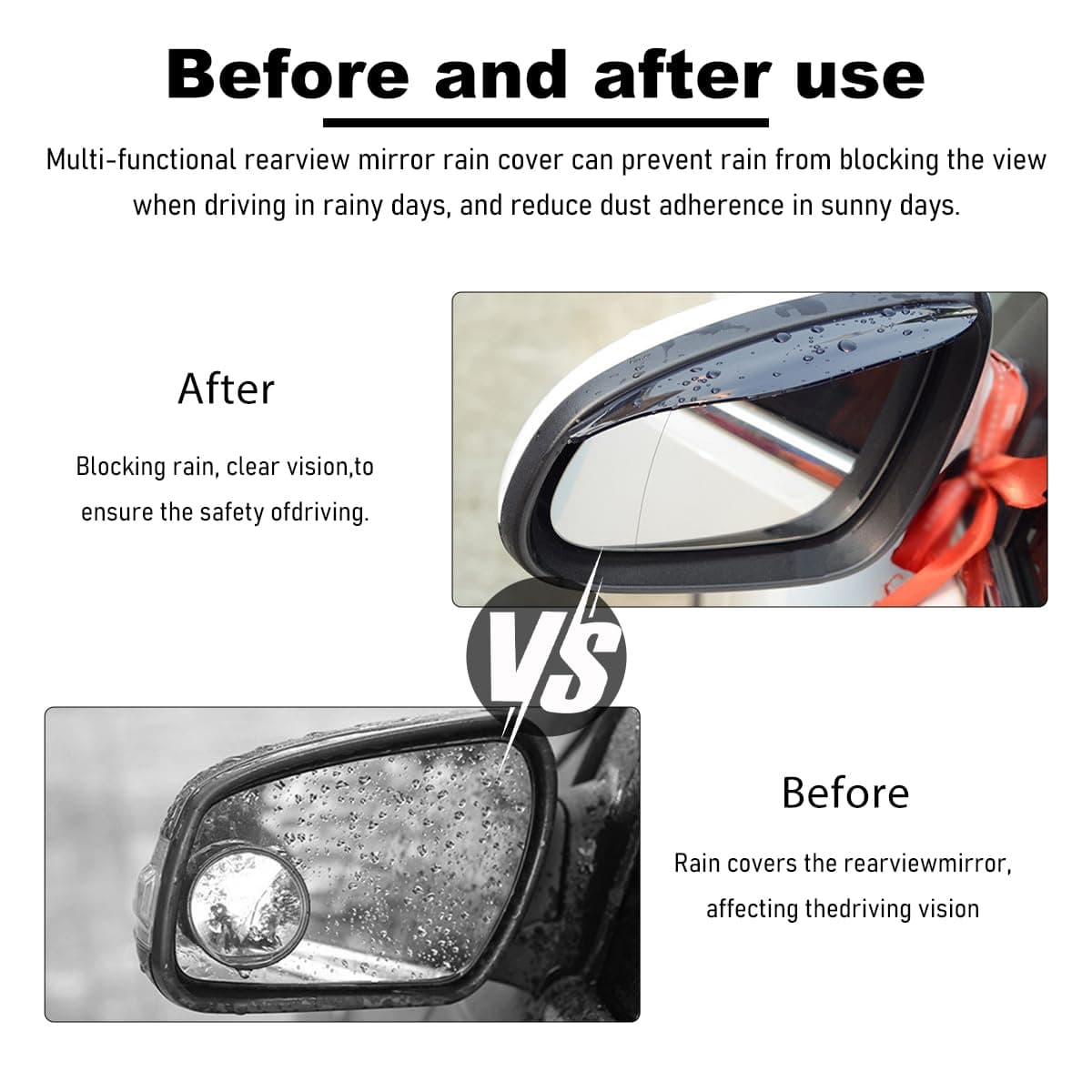 Wevdn 2 PCS Mirror Rain Visor Eyebrow, Waterproof PVC Auto Exterior Rear View Mirror Rain Visor Guard, Rainproof Side Mirror Rain Visor Eyebrow Cover for SUV Truck, Car Accessories (Black) thumbnail 4