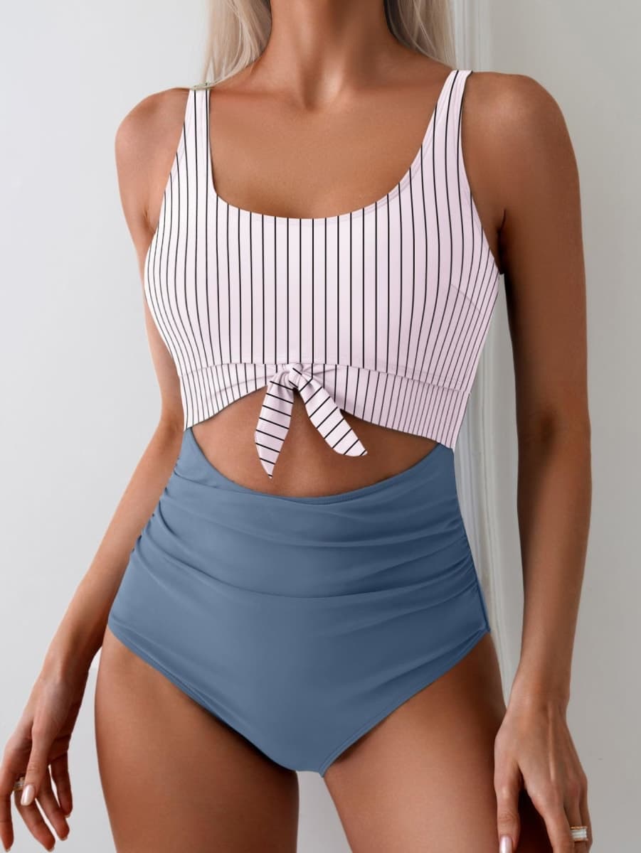 Eomenie Women's One Piece Swimsuit Tummy Control Slimming Bathing Suit Cutout Tie Knot Swimwear thumbnail 2