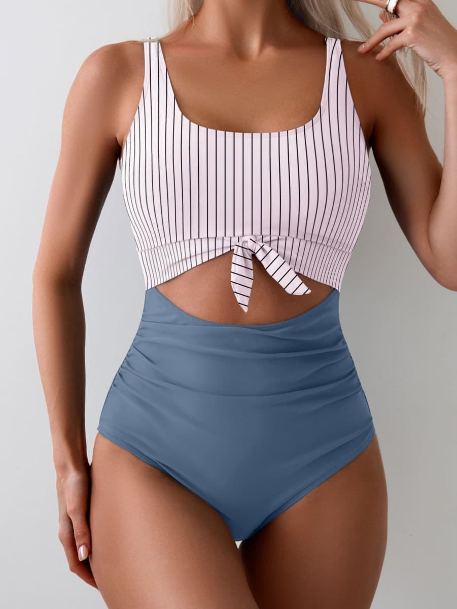 Eomenie Women's One Piece Swimsuit Tummy Control Slimming Bathing Suit Cutout Tie Knot Swimwear thumbnail 3
