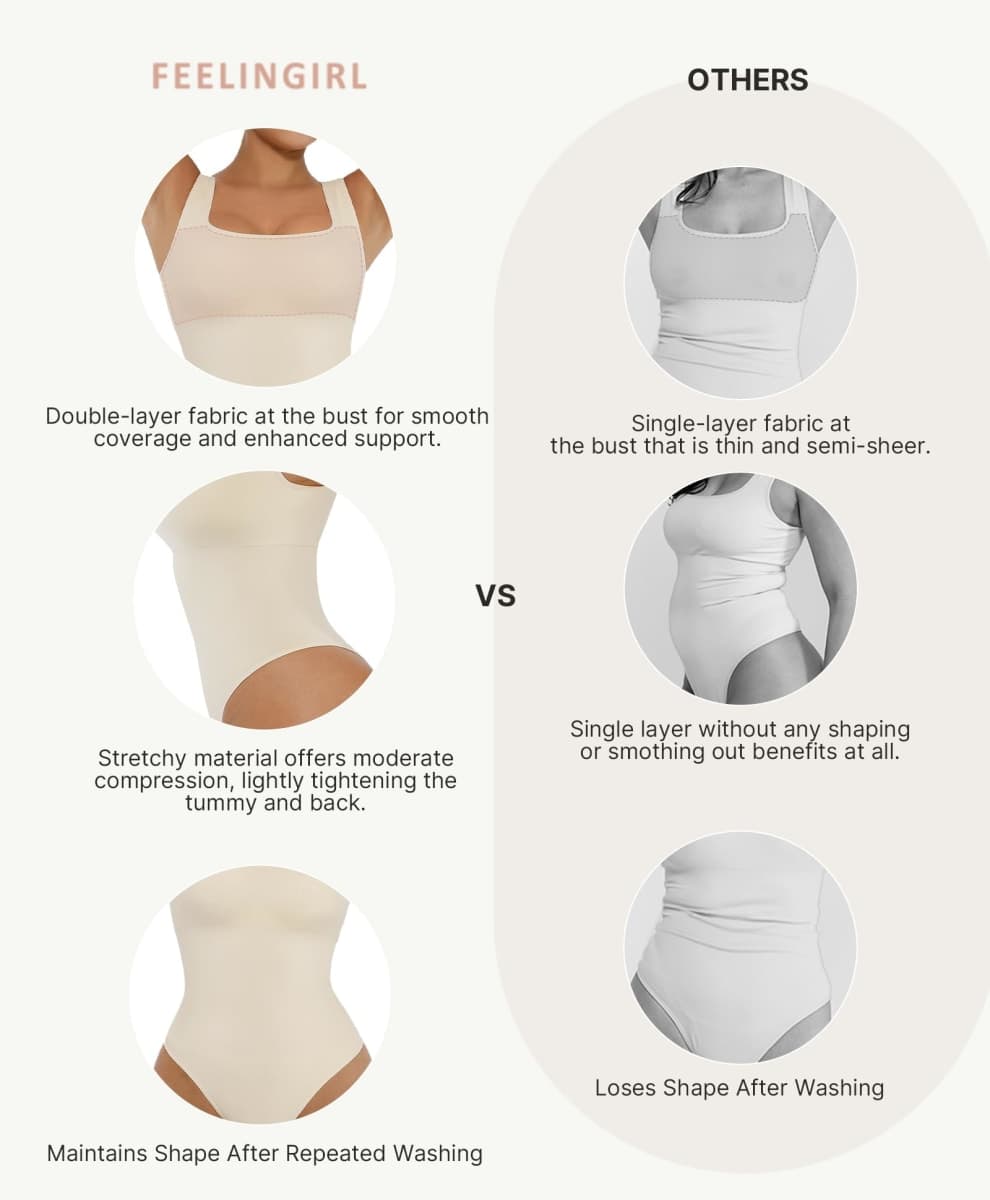 FeelinGirl sculpting bodysuit body suits women tummy control body suit shapewear Buttercream 3XL/4XL thumbnail 4