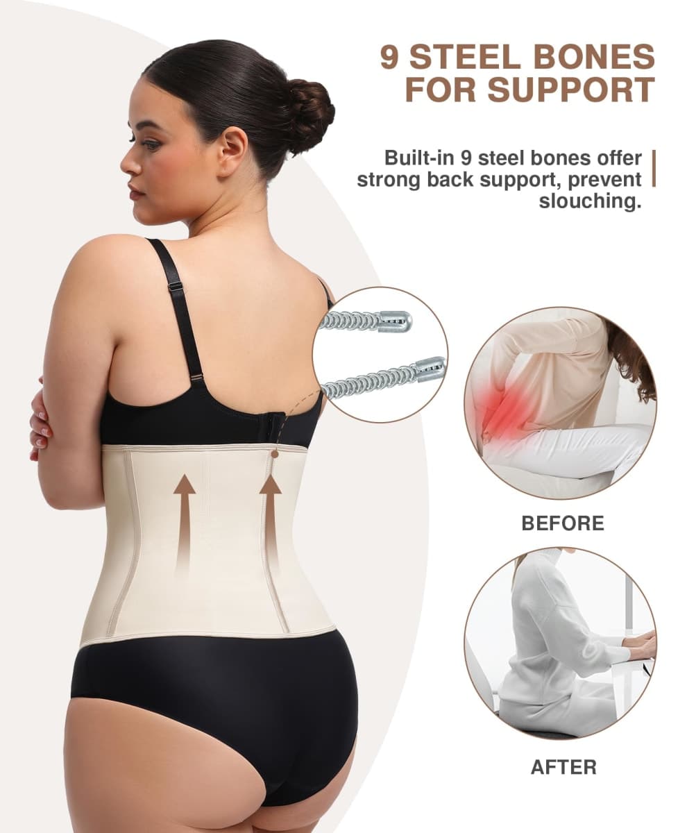 Lover-Beauty Waist Trainer for Women Latex Waist Cincher Corset, Beige, Small thumbnail 3