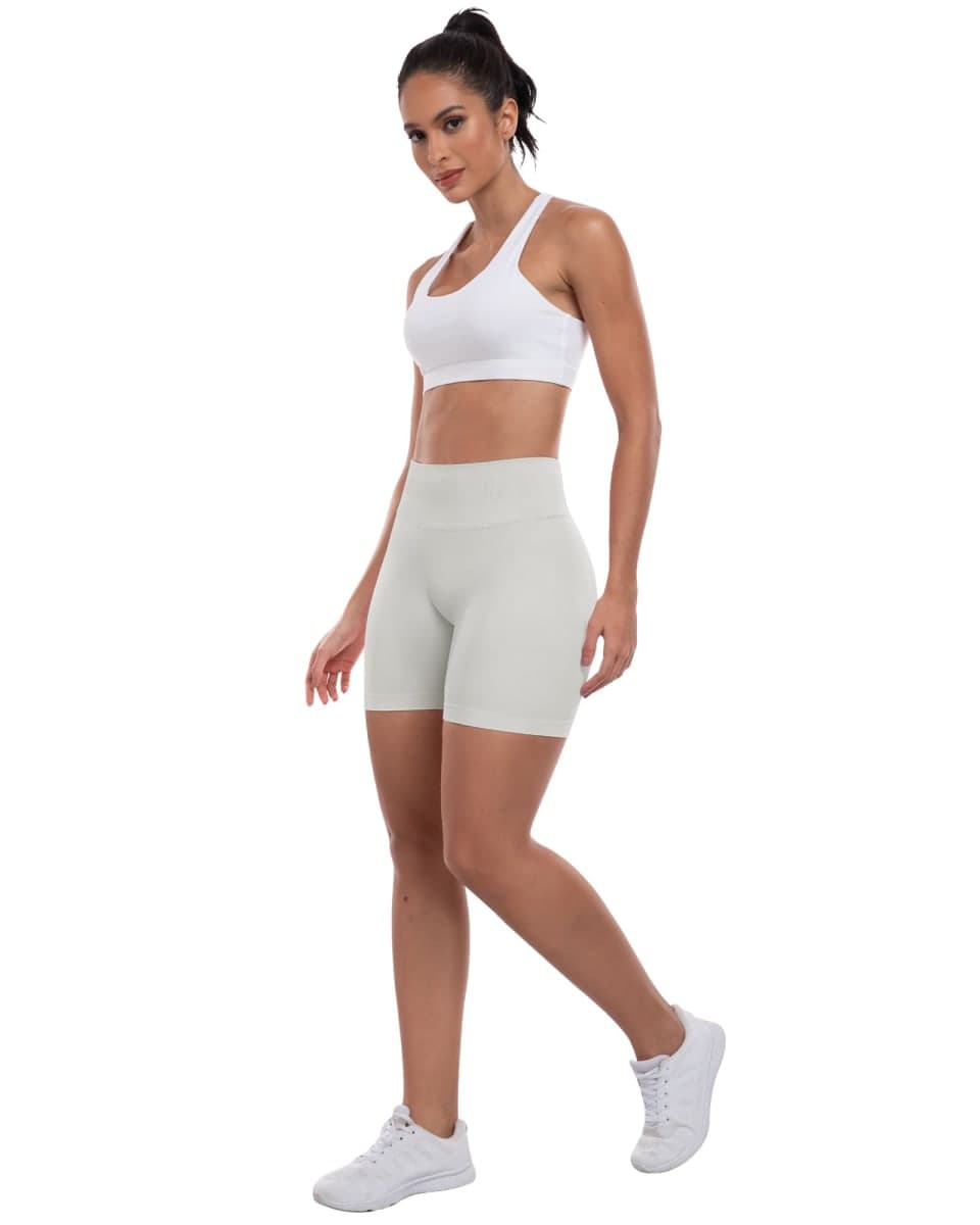ATHVOTAR Workout Gym Shorts Women, High Waisted Seamless Butt Lifting Scrunch Butt Sports Shorts, Light Gray, Small thumbnail 4