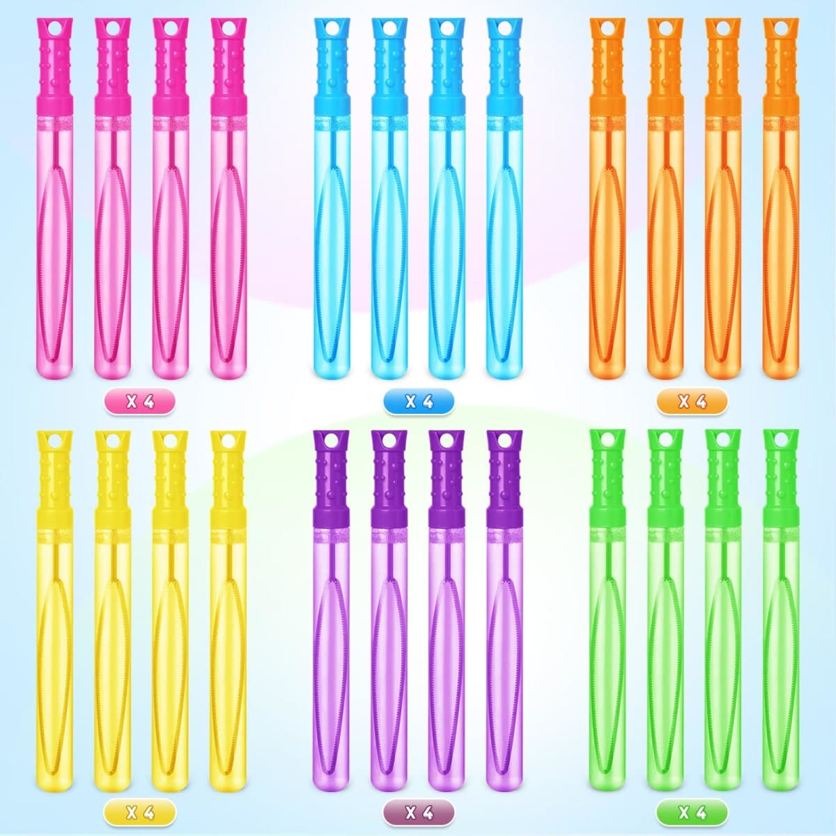 Bubble Wand, 24 Pcs Bubble Wands Bulk in 6 Colors, Bubble Party Favors for Kids, Summer Toys, Indoor Outdoor Activity, Themed Birthday, Wedding, for Girls & Boys thumbnail 2
