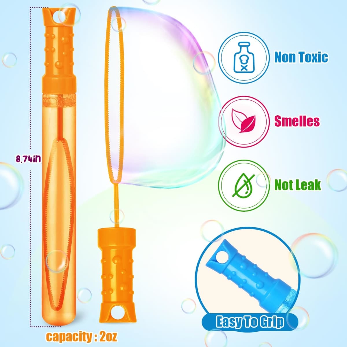 Bubble Wand, 24 Pcs Bubble Wands Bulk in 6 Colors, Bubble Party Favors for Kids, Summer Toys, Indoor Outdoor Activity, Themed Birthday, Wedding, for Girls & Boys thumbnail 4
