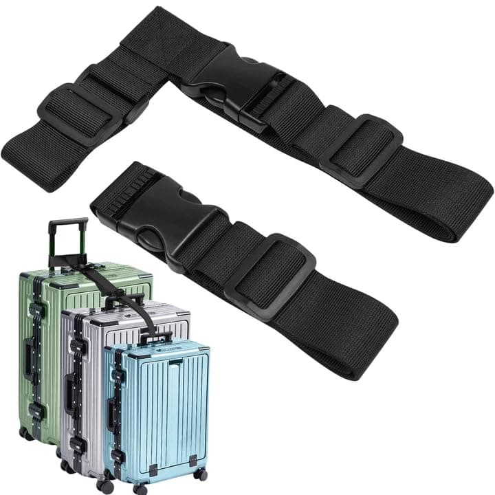 2 Pack T-Bar Luggage Straps, Luggage Straps to Connect Two Suitcases,Luggage Connector Straps Extra Long Nylon Straps with Lightweight Design (Black) — image 1