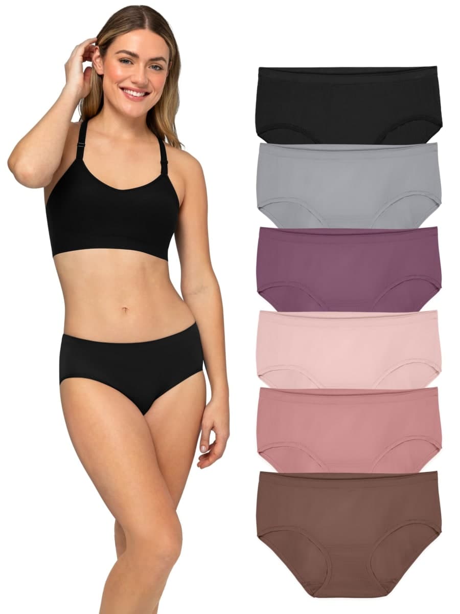 Fruit of the Loom Women's 6 Pack Seamless Underwear Multipack, Hipster , Assorted, 7 — image 1