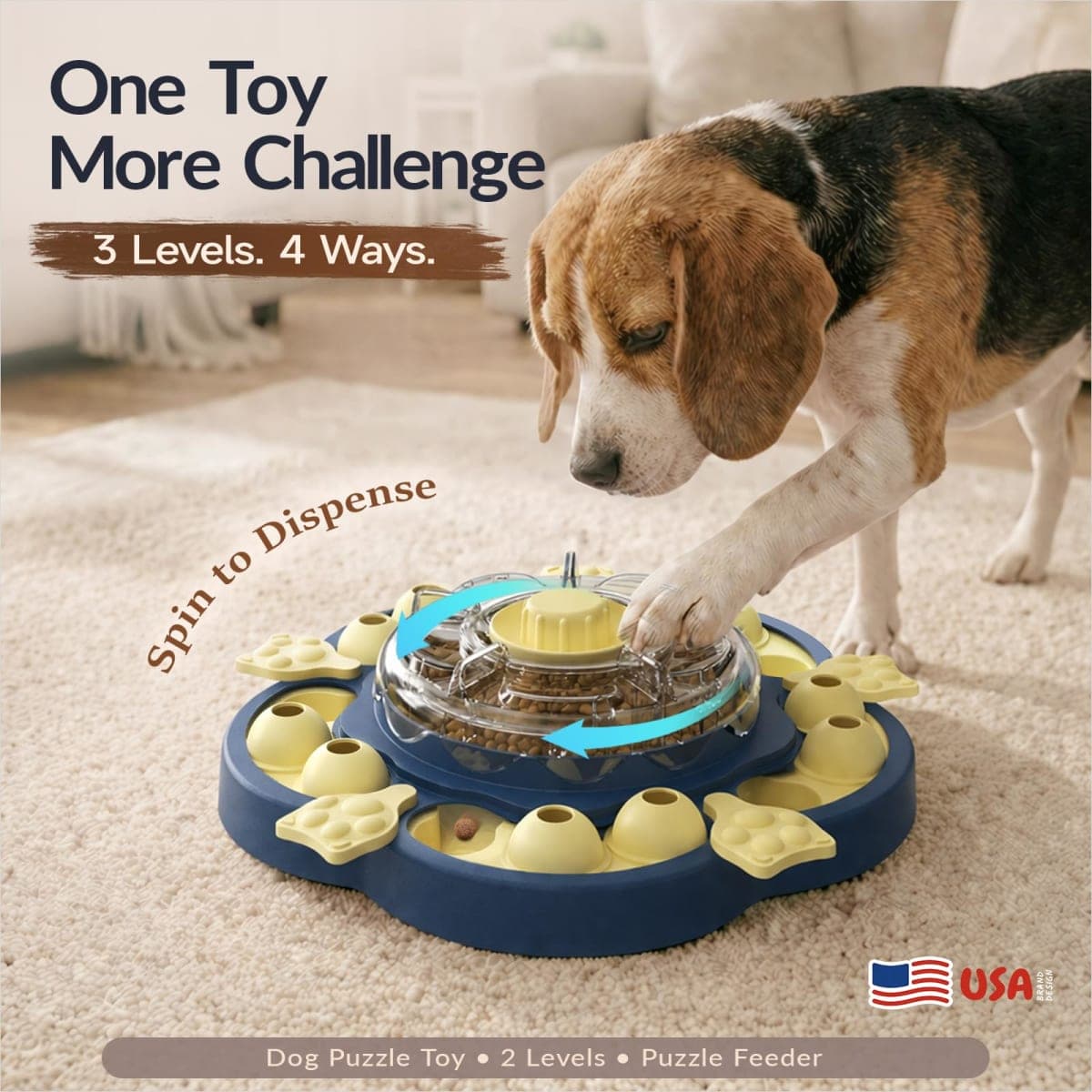 KADTC Dog Puzzle Toys for Medium/Large Dogs Slow Blow Puzzles Feeder Food Dispenser Treat Feeding Level ３ in 1 Puppy Interactive Games Boredom Mentally Stimulating Brain Toy Mental Stimulation BB US thumbnail 2