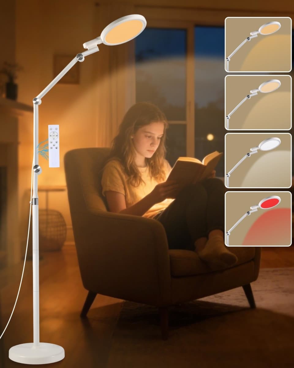 Finezeal Light Therapy Floor Lamp - 11000 Lux Full Spectrum Sun Lamp, 9 Color Temperature & 670nm Red Light, Touch/Remote Control(Need Pairing), 10 Brightness Levels LED Sunlight Lamp for Home Office — image 1