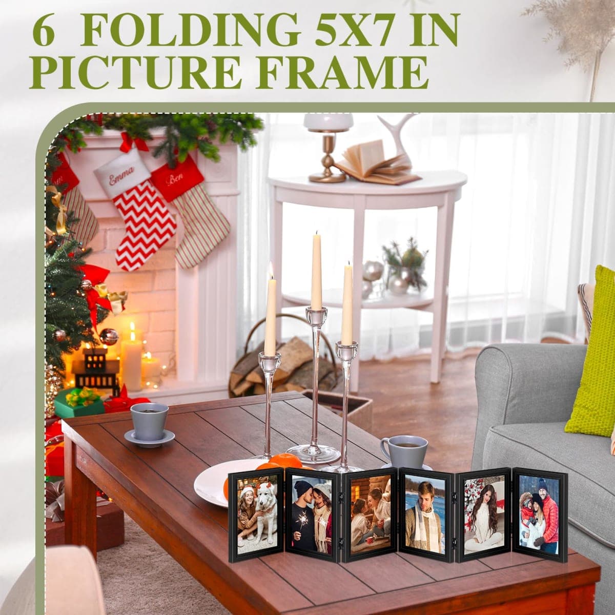 Sintuff 2 Pack 6 Folding Picture Frame Foldable Hinged Photo Frame Collage Natural Wood Photo Frame with High Definition Acrylic Rustic Desktop, Family Graduation Birthday Mother's Day (Black,5x7 in) thumbnail 5