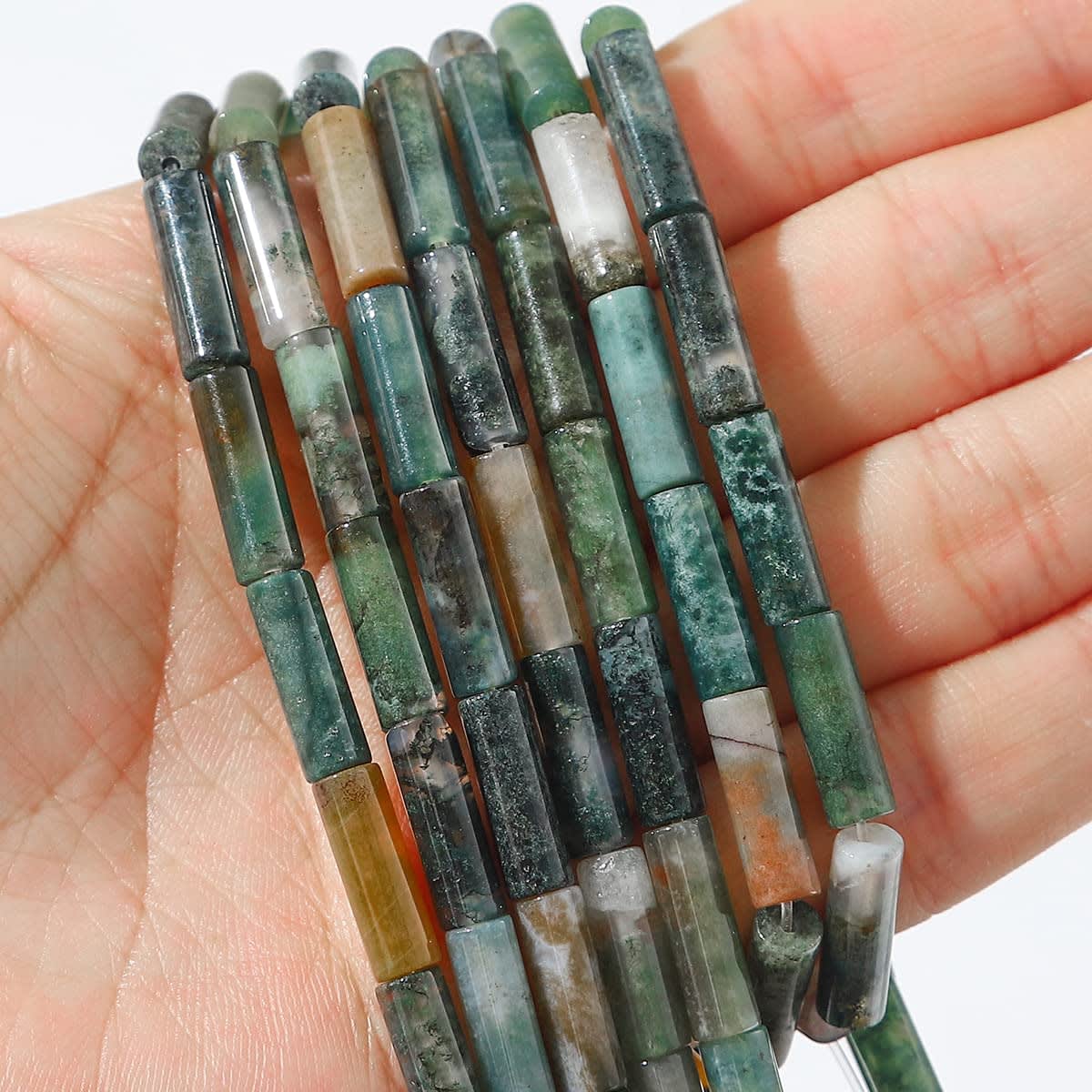 BEADIA Natural Indian Agate Tube Beads 13x4mm 30pcs Cylinder Loose Semi Gemstone Beads for Jewelry Making Design thumbnail 2