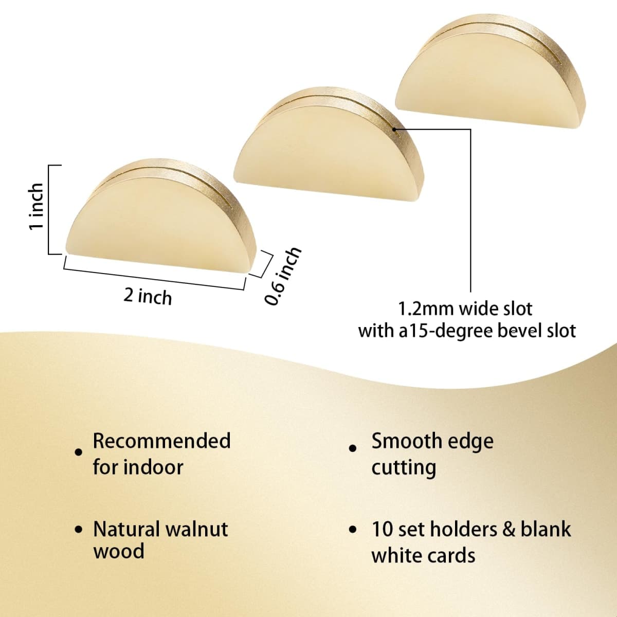 UNIQOOO 10 Set 2" Arch Gold Birch Wood Stand with Cards |1.2mm Slot, for Wedding Table Number Sign, Place Card Holder, Photo Display Stand | for Event Decor, Retail Shop, Cafe Restaurant Menu thumbnail 3