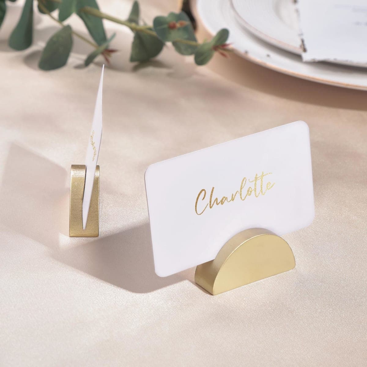 UNIQOOO 10 Set 2" Arch Gold Birch Wood Stand with Cards |1.2mm Slot, for Wedding Table Number Sign, Place Card Holder, Photo Display Stand | for Event Decor, Retail Shop, Cafe Restaurant Menu thumbnail 5