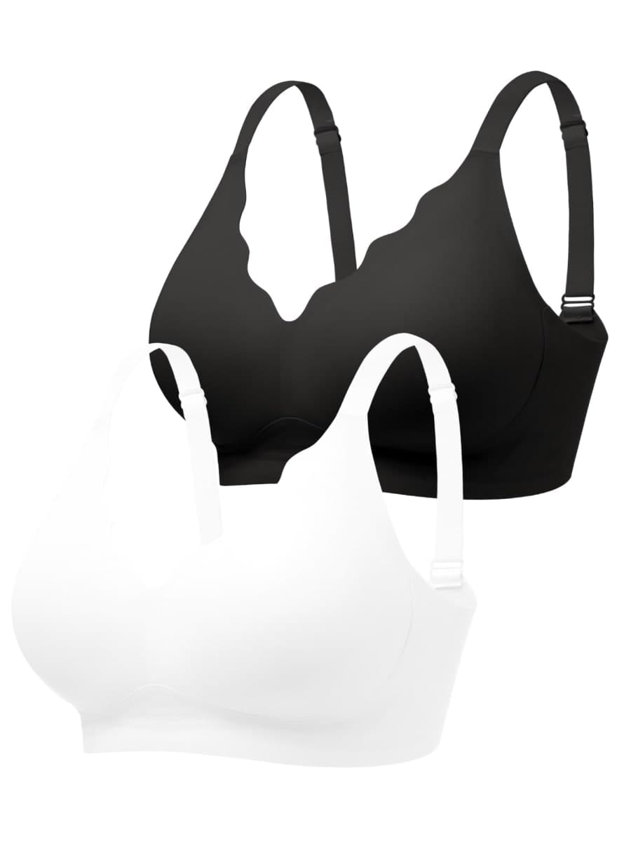 Cuteio Wireless Jelly Bras for Women No Underwire with Support - S-2XL Seamless Bralettes Everyday Comfort Tshirt Padded Bra, Black+white, Medium — image 1