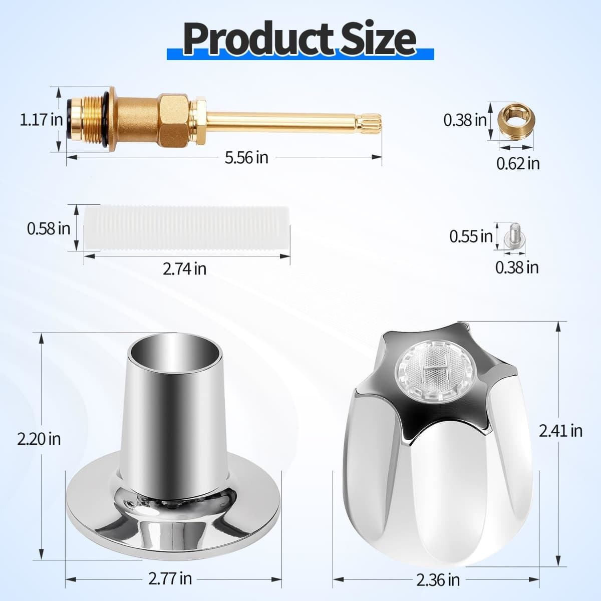 3 Handle 39619 Bathtub and Shower Remodel/Rebuild Trim Kit Compatible with Price Pfister Verve Faucets, Shower Faucet Knob Kit Includes 12H-2H 12H-2C 12H-18D Stems, Chrome knob Handle and Flange Base thumbnail 3