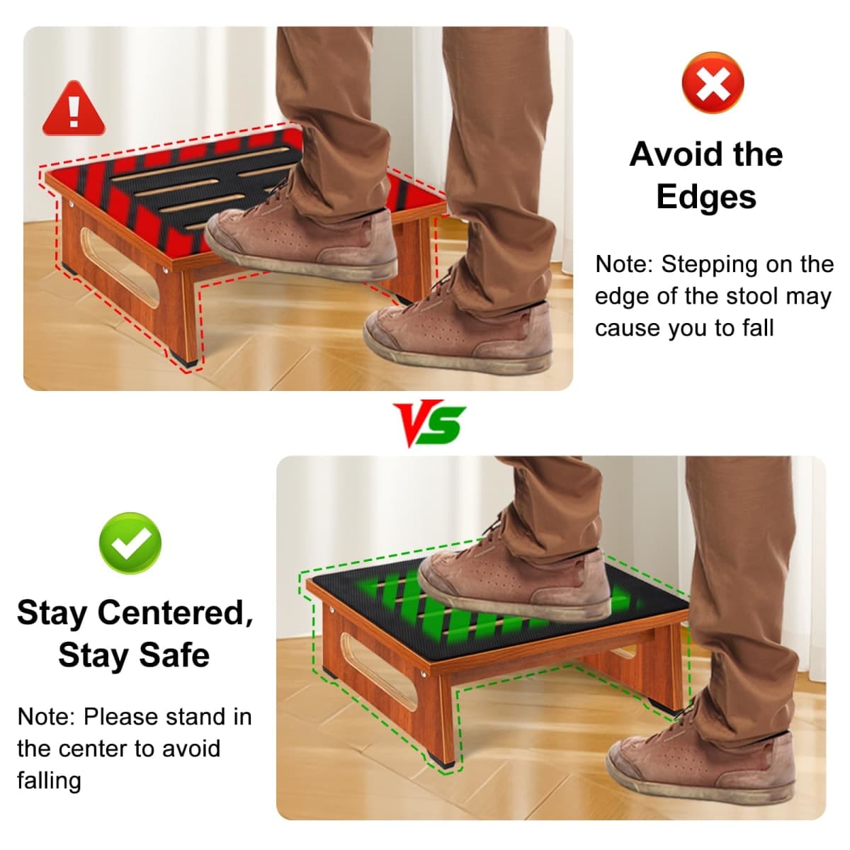 One Step Stool for Adults Seniors with Non-Slip Rubber Stepping Surface, Heavy Duty Wooden Step Stool with 450 LBS Capacity Bed Steps for High Beds, Bathroom, Bedroom, Kitchen & Kids Bedside Support thumbnail 4