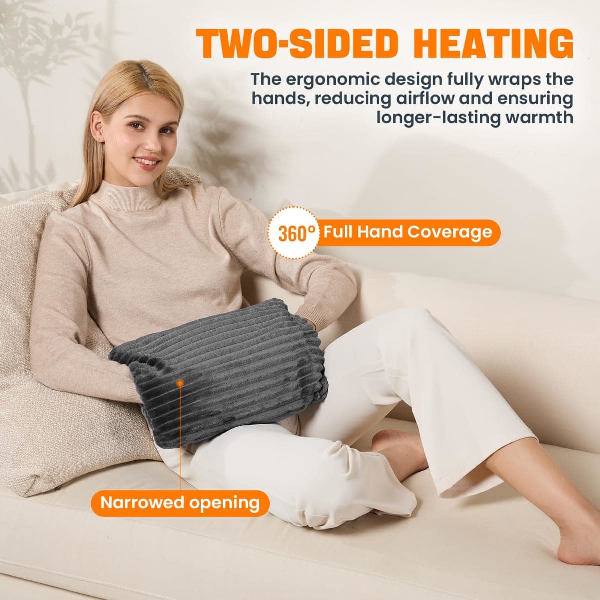 Electric Hand Warmer, Soft Flannel Heated Gloves, Hand Warmer Pouch, Heating Pad for Hands Pain Relief Fingers Arthritis for Women Men Elder Xmas Gifts, Auto Off & 3 Level, Dark Grey thumbnail 5