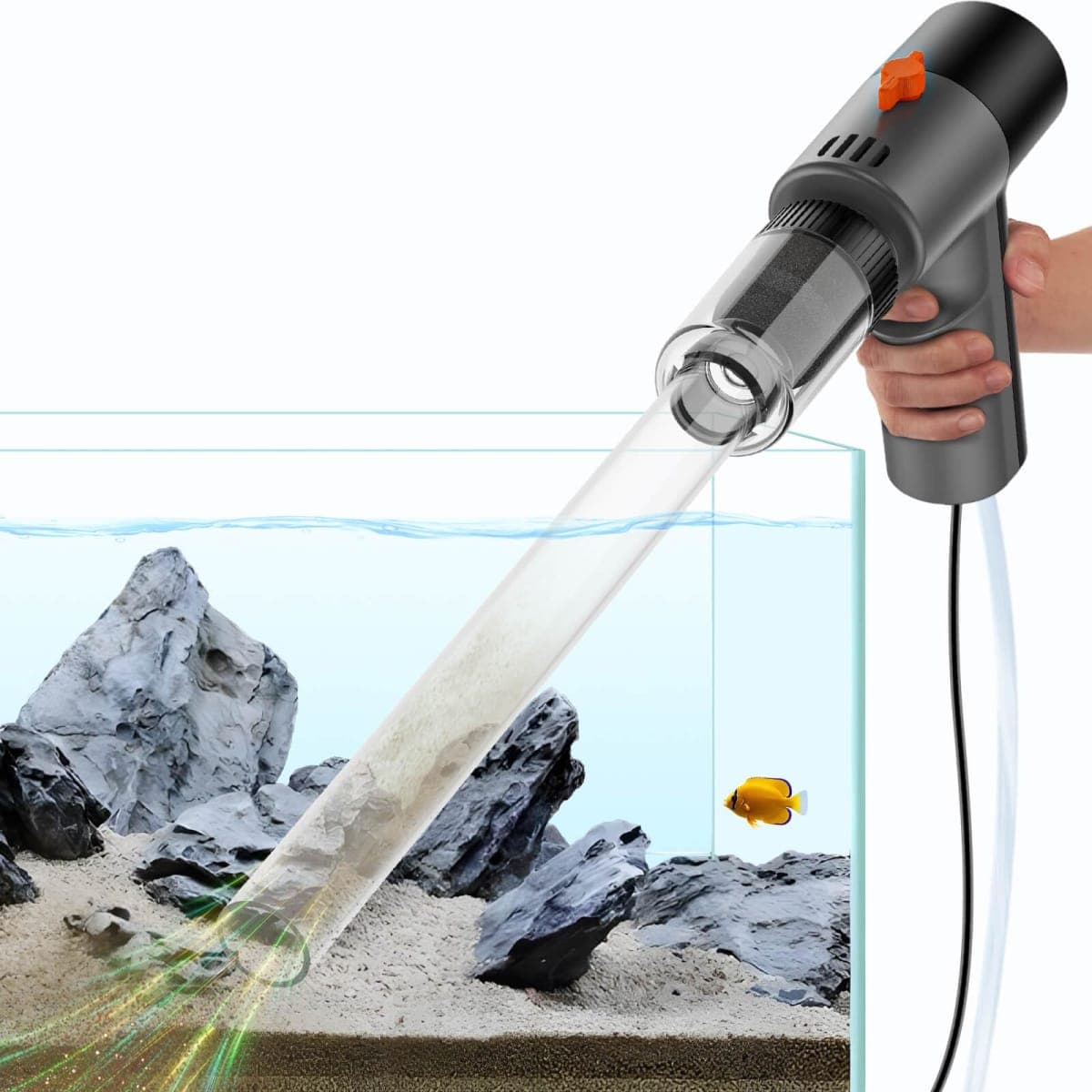fishands Electric Aquarium Gravel Cleaner - High-Pressure Fish Tank Cleaner with Gravel Vacuum for Aquarium, 6-in-1 Multifunction Aquarium Vacuum Gravel Cleaner with Water Changer & Sand Filter — image 1