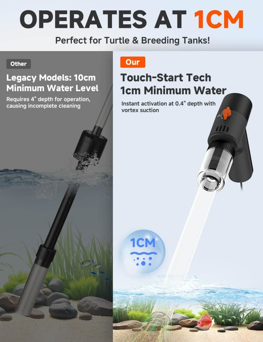 fishands Electric Aquarium Gravel Cleaner - High-Pressure Fish Tank Cleaner with Gravel Vacuum for Aquarium, 6-in-1 Multifunction Aquarium Vacuum Gravel Cleaner with Water Changer & Sand Filter thumbnail 5