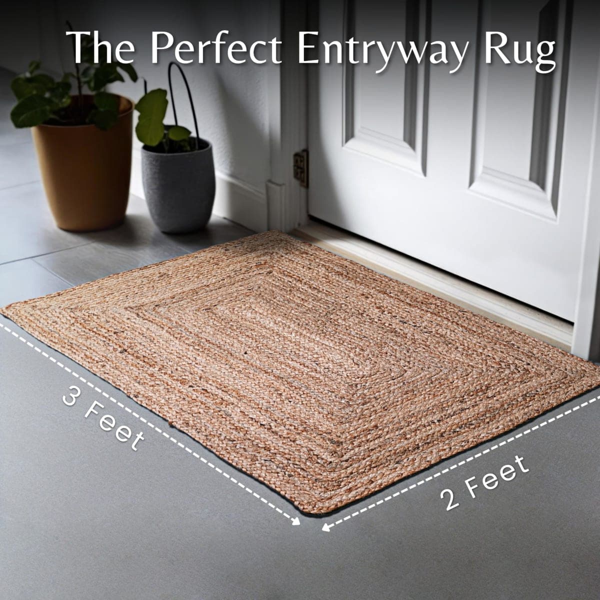 Ramanta Home Hand Woven Jute Braided Rug 2'x3' - Natural, Boho Reversible Floor Carpet for Living Room, Farmhouse Accent Rugs for Kitchen, Nursery, Kids Room, Bedroom, Patio - 24X36 Inch thumbnail 2