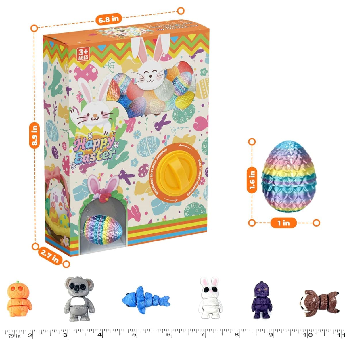 Mini Easter Eggs Vending Machine,24 pcs Prefilled 3D Printed Easter Eggs with Articulated Animals,Easter Basket Stuffers for Kids thumbnail 2