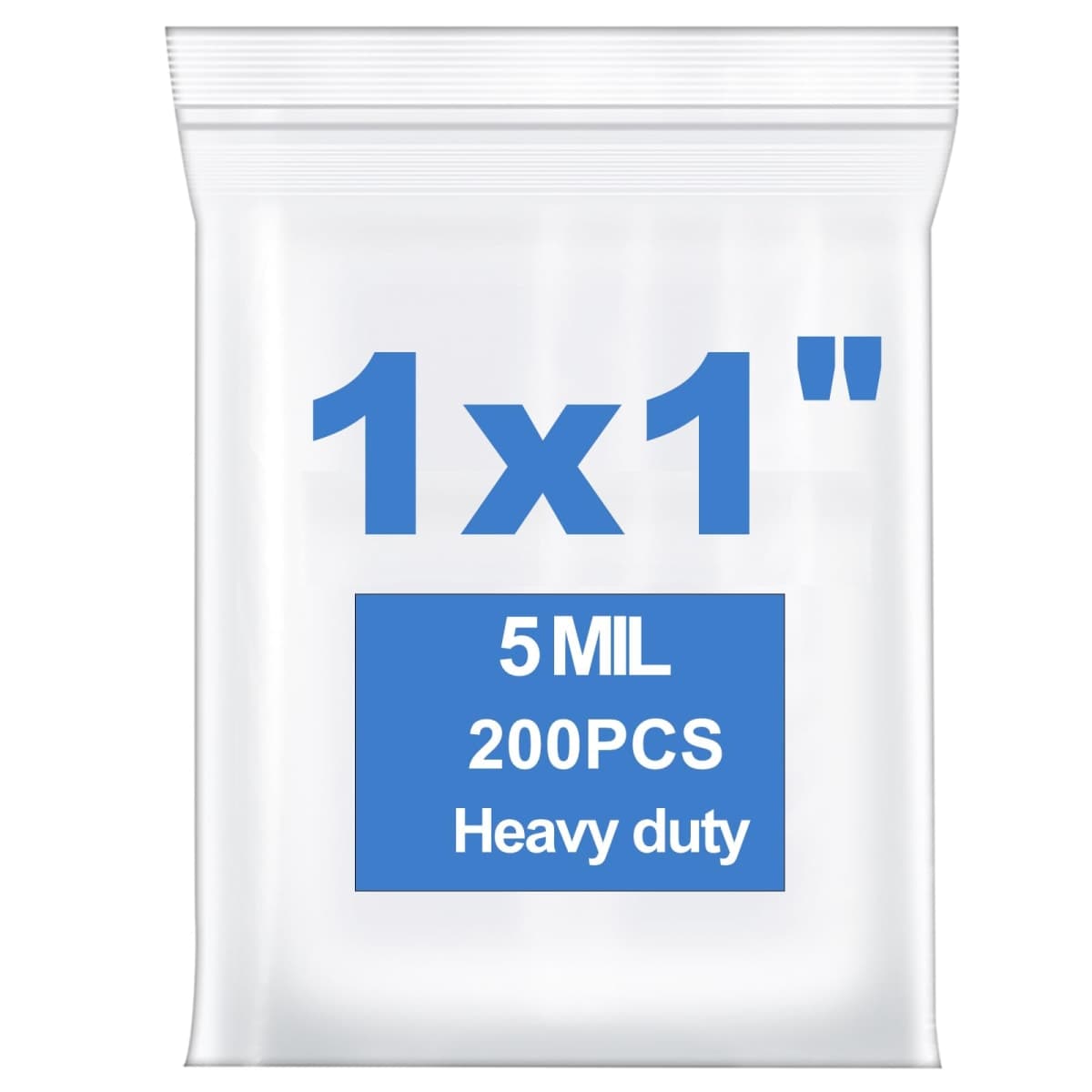 Somoga 200 PCS 1" x 1" Thick 5 Mil Small Clear Zip Poly Bags Plastic Reclosable Zip Seal Lock Bags Heavy-Duty Necklace Ring Coin Beads Jewelry Pill Zipper Bag — image 1