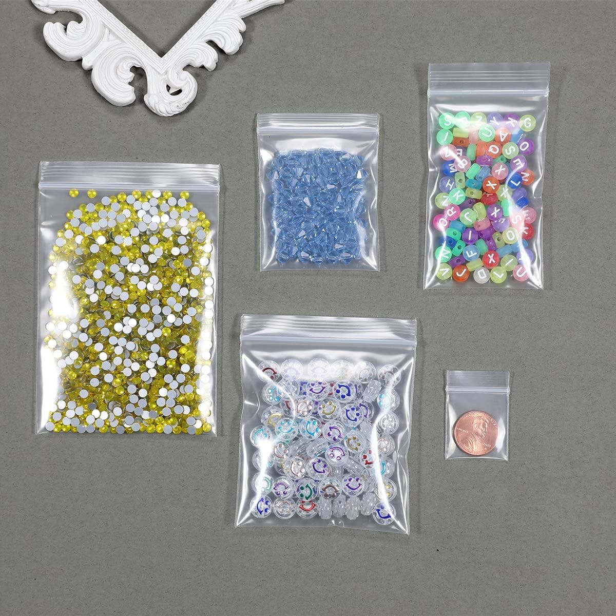 Somoga 200 PCS 1" x 1" Thick 5 Mil Small Clear Zip Poly Bags Plastic Reclosable Zip Seal Lock Bags Heavy-Duty Necklace Ring Coin Beads Jewelry Pill Zipper Bag thumbnail 3