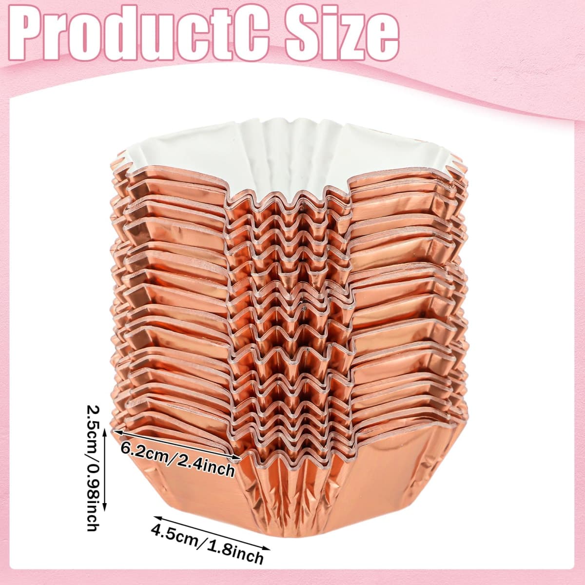 Layhit 600 Pcs Square Mini Foil Cupcake Liners Disposable Brownie Square Baking Cups Foil Muffin Liners Cupcake Papers Party Supplies for Weddings Birthdays Baby Showers, Gold, Sliver, and Rose Gold thumbnail 3