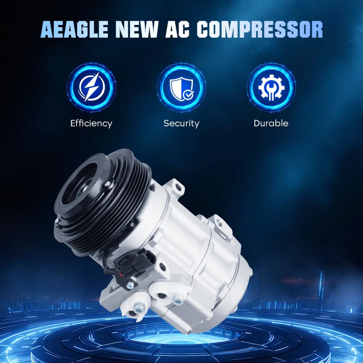 Air Conditioning Compressor & A/C Clutch for Ford F-150 & Expedition 2007-2014, F-250 2007-2009, F250 F350 Super Duty 07-10, F-350 08-09, Lobo 01-14 & 16-17, Lincoln Mark LT 07-08, Navigator 07-14 thumbnail 2