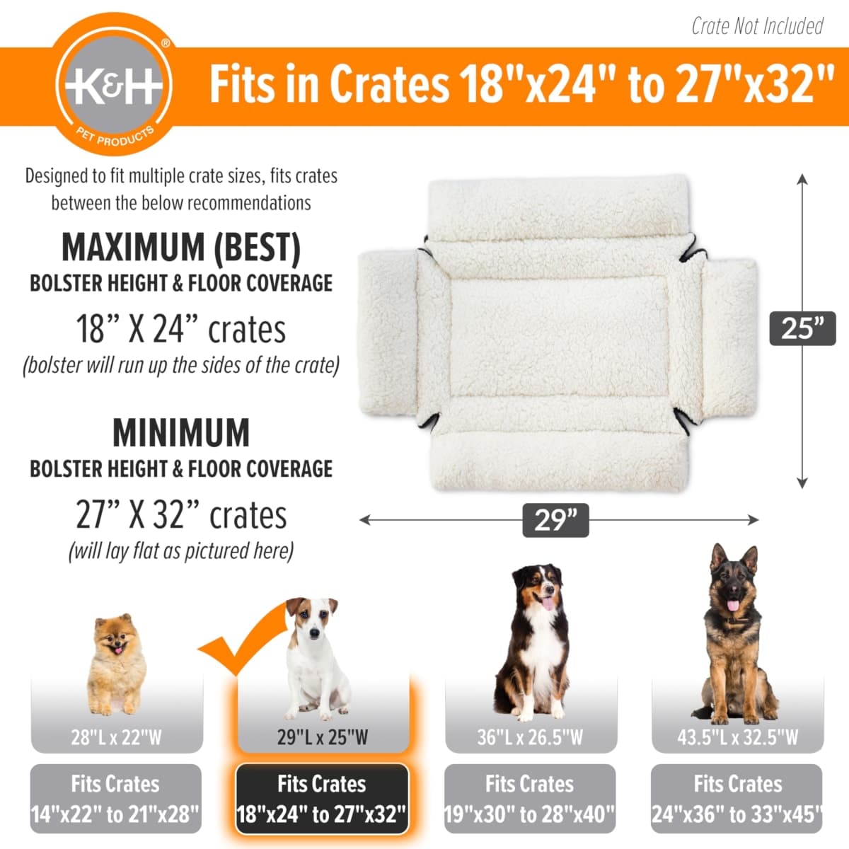 K&H Pet Products Deluxe Bolster Crate Pad Small Natural 20" X 25" thumbnail 3