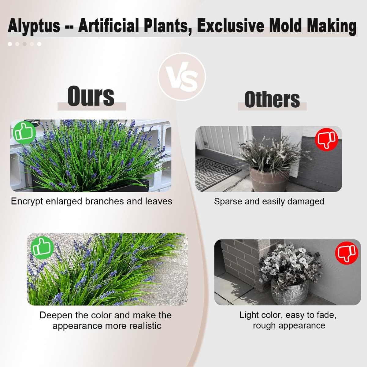 alyptus 12 Bundles Artificial Plants Outdoor Fake Monkey Grass with Flowers for Pot UV Resistant Plant Decor for Window Garden Patio Hanging Planter Pathway Front Porch (Grass with Flowers) thumbnail 5