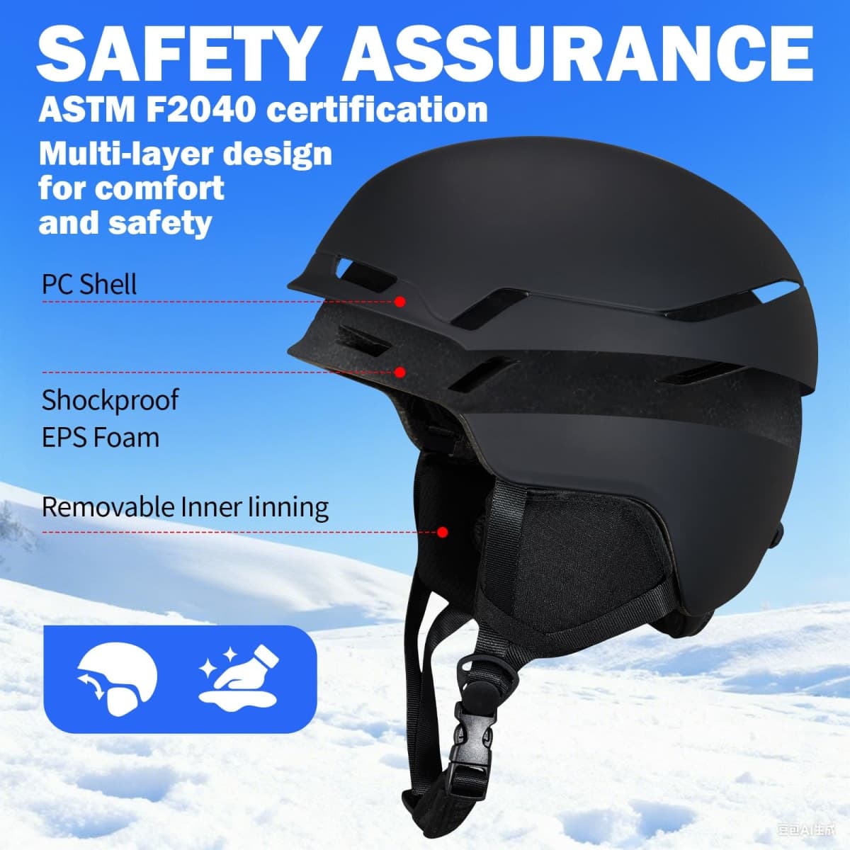 JQF Gear Ski Helmet Snowboard Helmet for Men Women Adults Adjustable Fit JFX816 Snow Helmet for Snowboarding Skiing(Matte Pink-ski Goggles, Medium) thumbnail 4