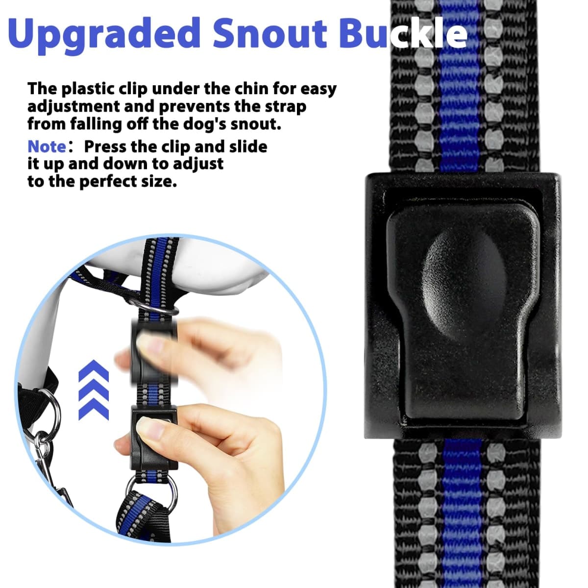 BARKLESS Soft Dog Head Collar, Padded No Pull Head Halter, Training Nose Leash with Safety Link for Medium Large Dogs, Adjustable Muzzle Leash, Easy Control for Walking(Blue, L) thumbnail 4