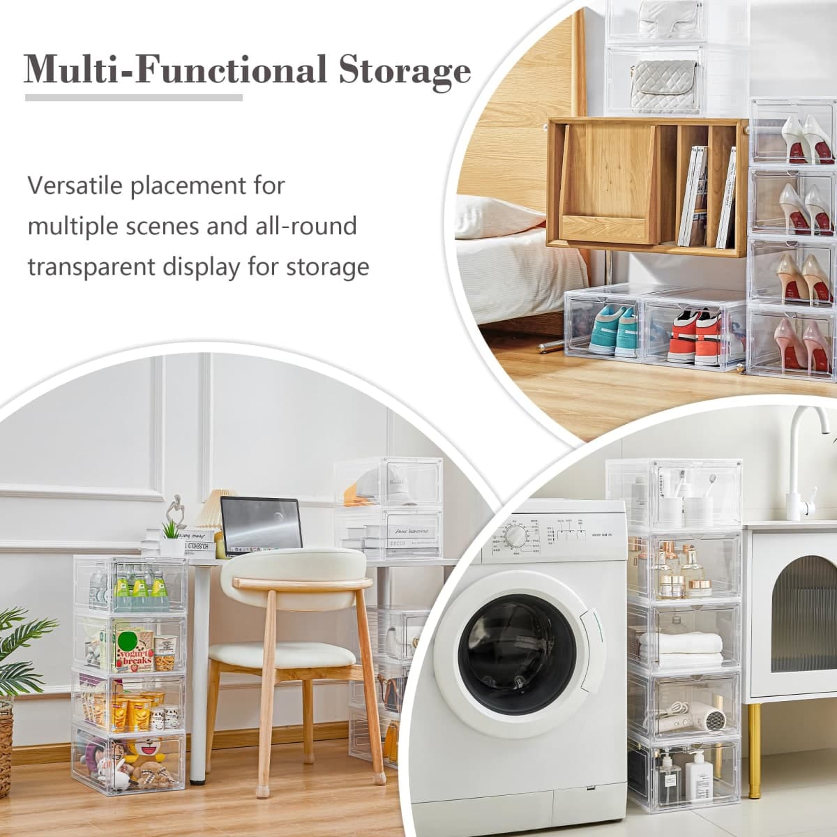 LXLXXL Storage Bins with Lids, 6 Pack Clear Plastic Storage Containers with Magnetic Acrylic Door, 19 Qt Stackable Storage Box for Home,Office Organizing thumbnail 2
