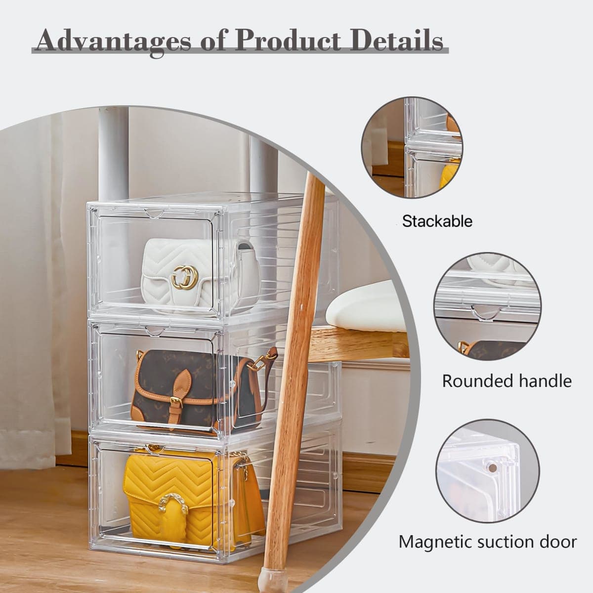 LXLXXL Storage Bins with Lids, 6 Pack Clear Plastic Storage Containers with Magnetic Acrylic Door, 19 Qt Stackable Storage Box for Home,Office Organizing thumbnail 3