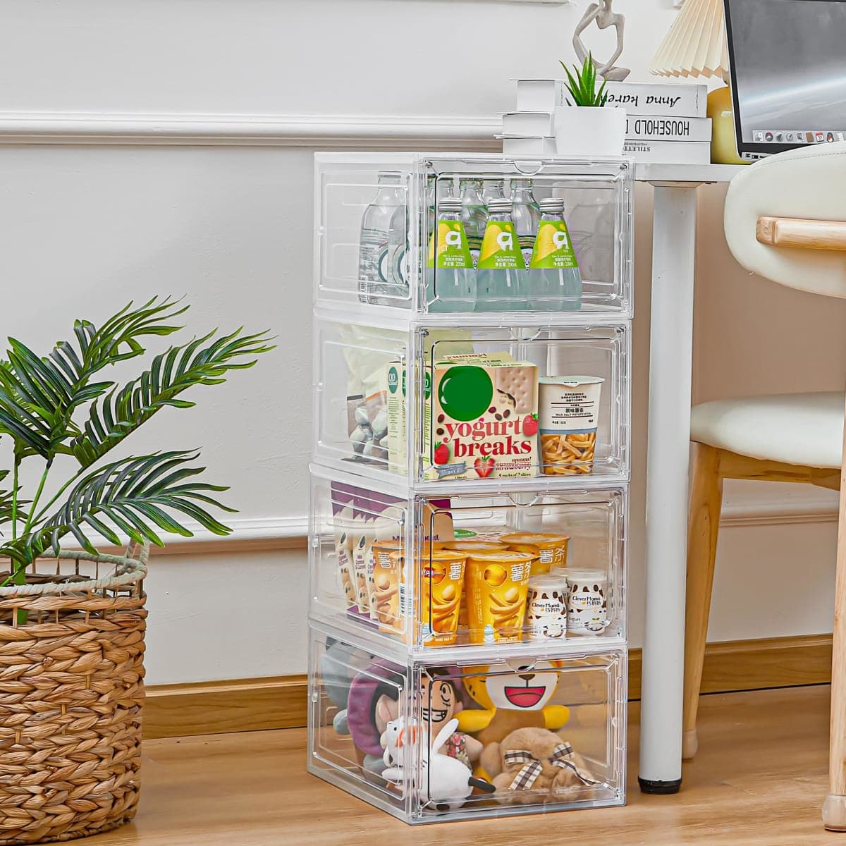 LXLXXL Storage Bins with Lids, 6 Pack Clear Plastic Storage Containers with Magnetic Acrylic Door, 19 Qt Stackable Storage Box for Home,Office Organizing thumbnail 5