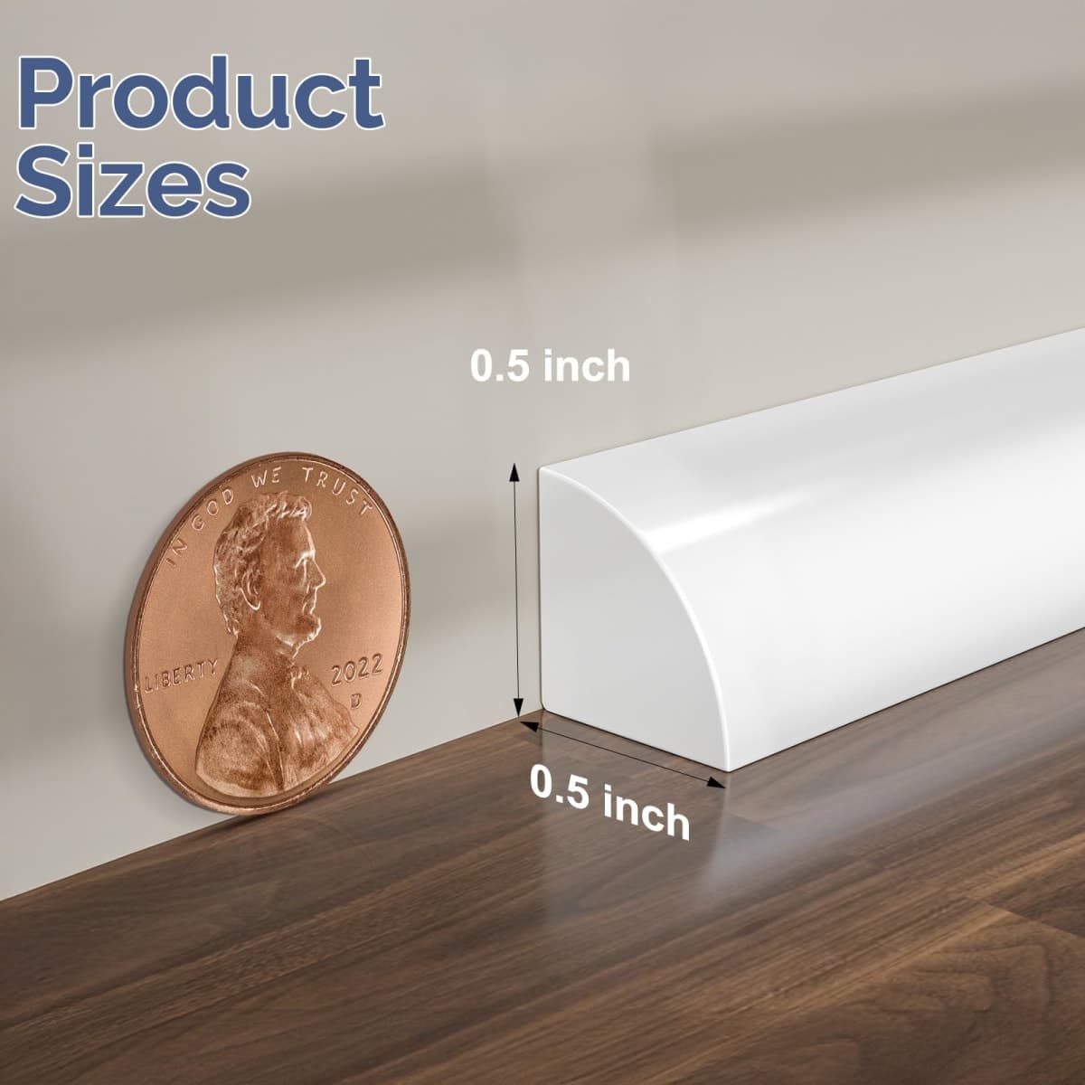 Flexible Quarter Round Molding - 158 Inch Peel and Stick Rubber Quarter Round Trim, Self-Adhesive Bathtub Edge Trim Molding, Suitable for Wall Edge, Floor Corner, Staircase Cabinet Edge (White) thumbnail 2