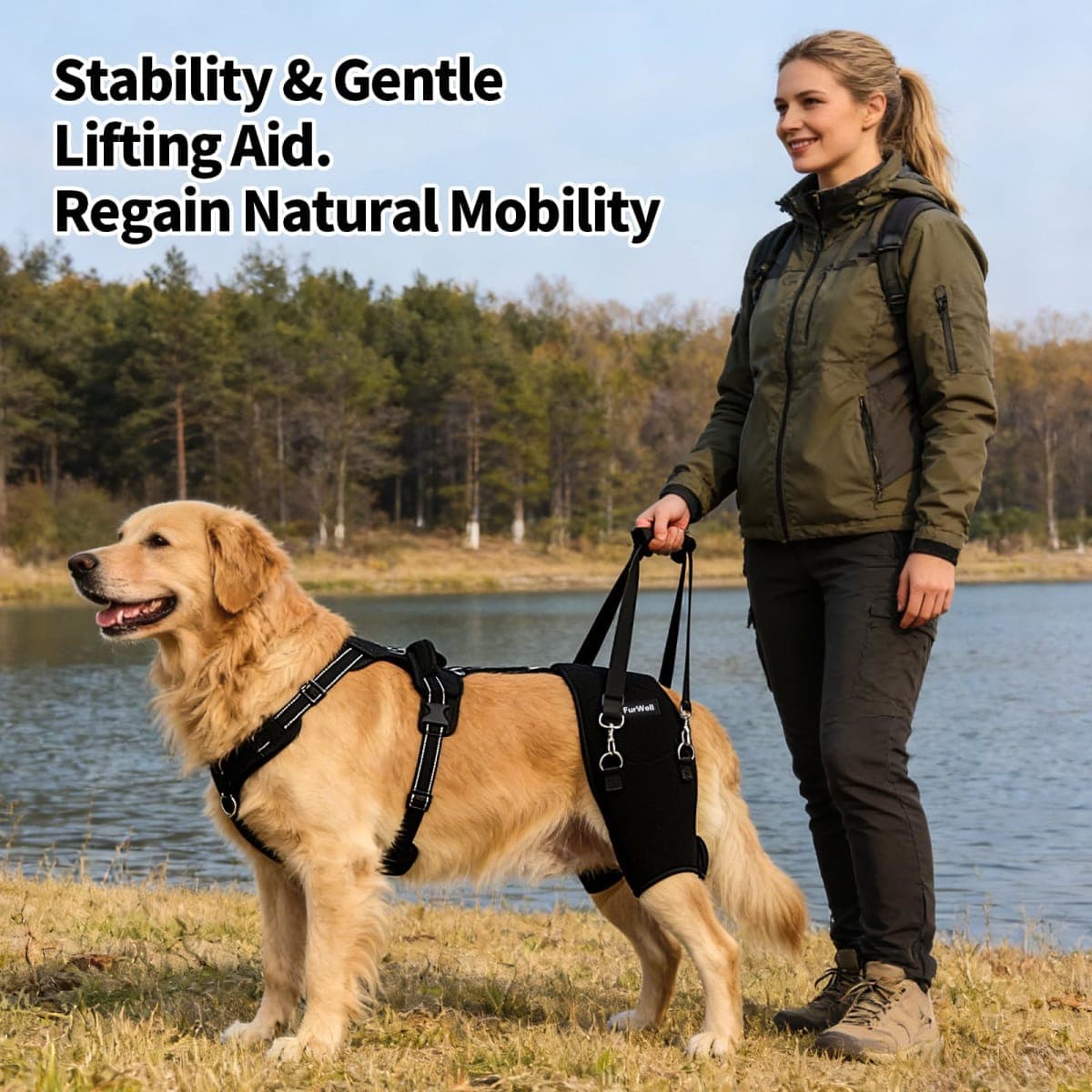 FurWell Dog Hip Brace for Hip Dysplasia & Arthritis - Adjustable Support Wrap with Removable Pads, Lifting Handle & Stabilizing Straps for Large Medium Dogs - Relief for Pain, Weakness & Lameness(L) thumbnail 4