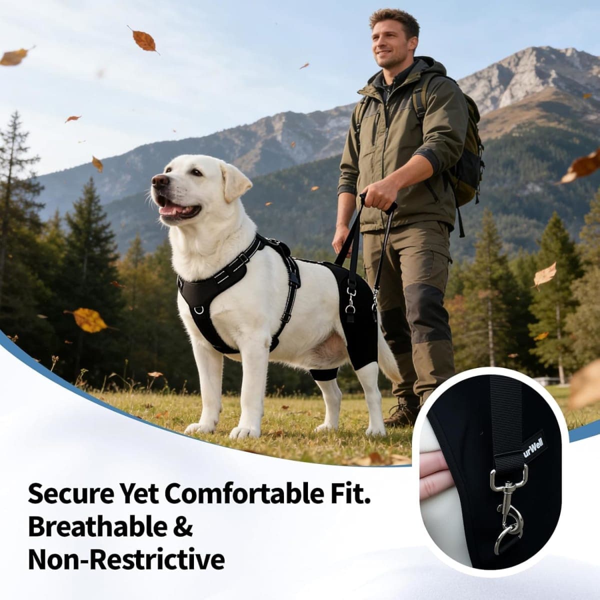 FurWell Dog Hip Brace for Hip Dysplasia & Arthritis - Adjustable Support Wrap with Removable Pads, Lifting Handle & Stabilizing Straps for Large Medium Dogs - Relief for Pain, Weakness & Lameness(L) thumbnail 5