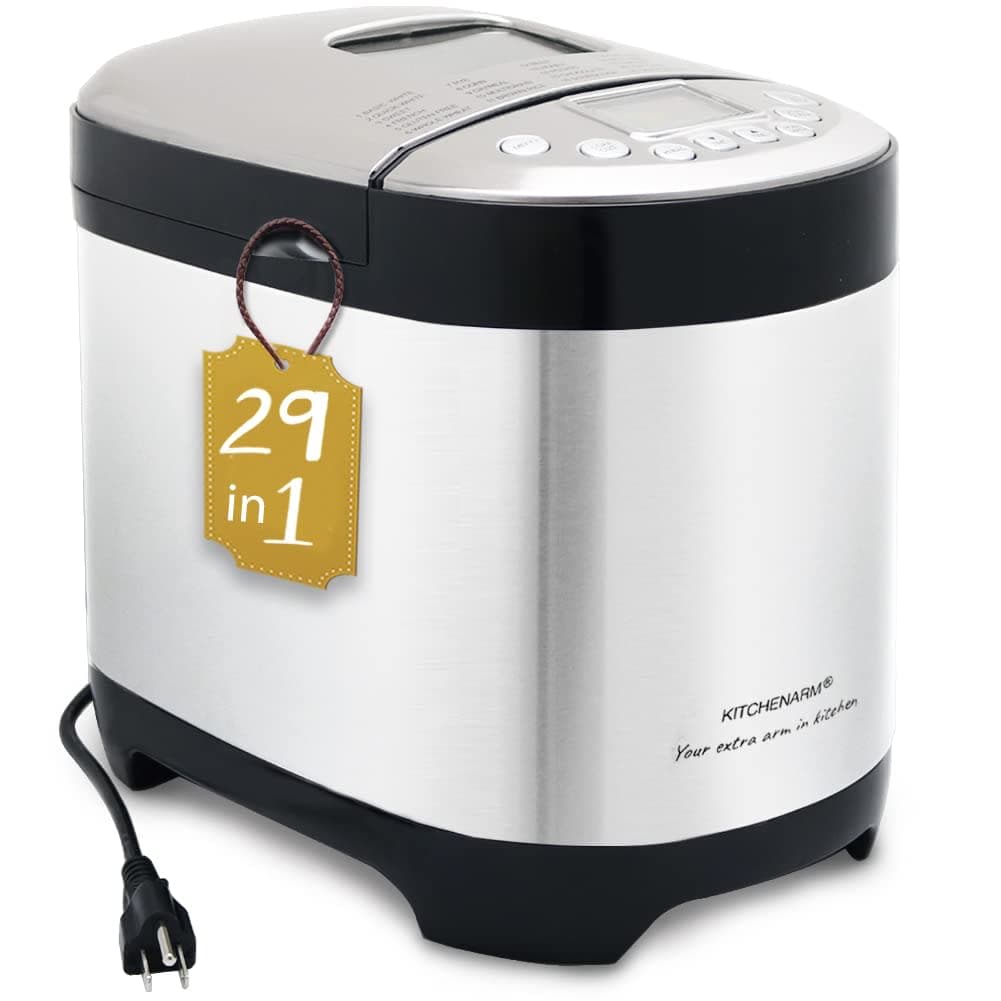 KITCHENARM 29-in-1 SMART Bread Machine with Gluten Free Setting 2LB 1.5LB 1LB Bread Maker Machine with Homemade Cycle - Stainless Steel Breadmaker with Recipes Whole Wheat Bread Making Machine — image 1