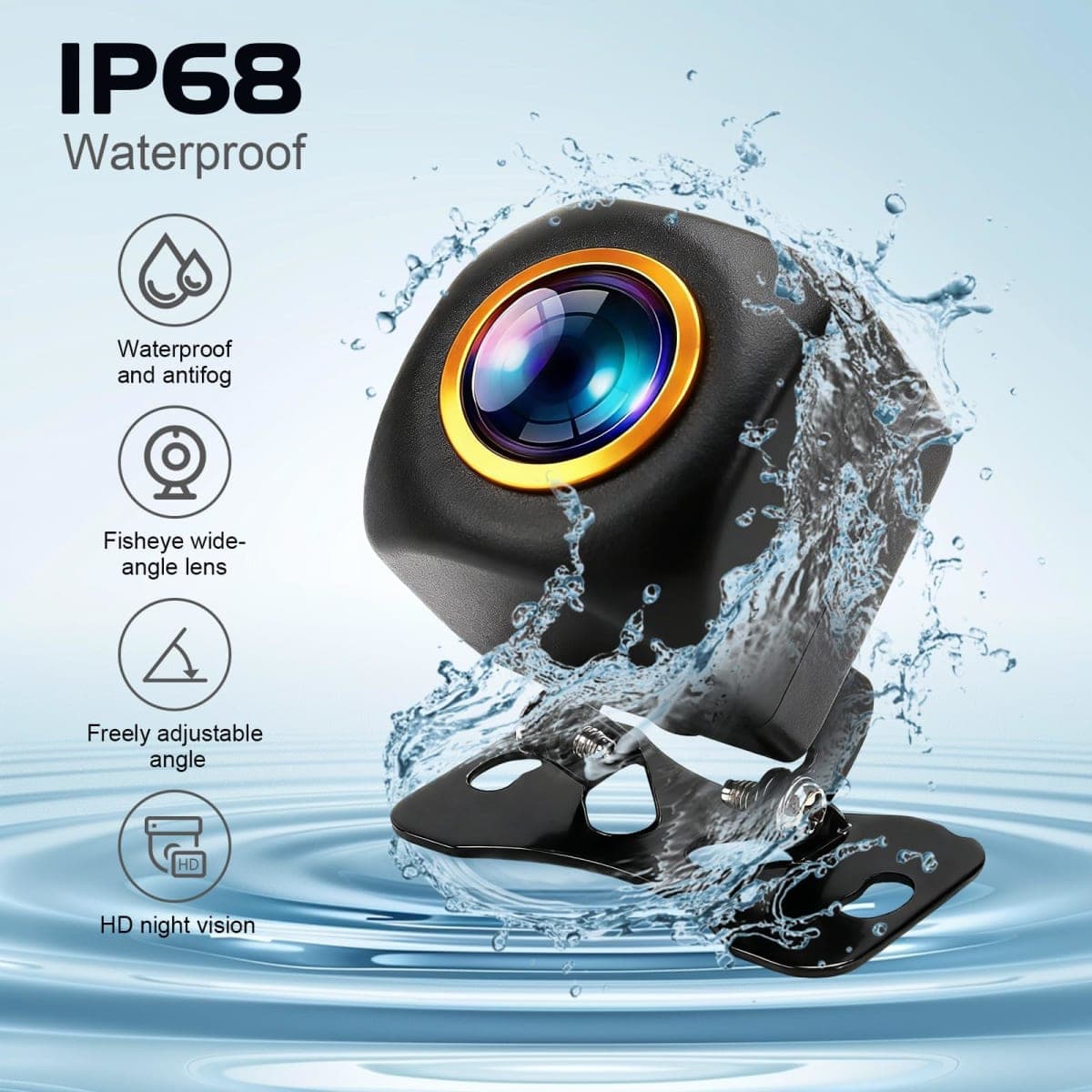 Backup Camera for Cars - HD/CVBS Image 170° Wide Angle, Super Night Vision, IP68K Waterproof, Metal Housing, Universal for 12V Vehicles (SUV, Truck, RV, Minivan) (Black- lincense Mount) thumbnail 5