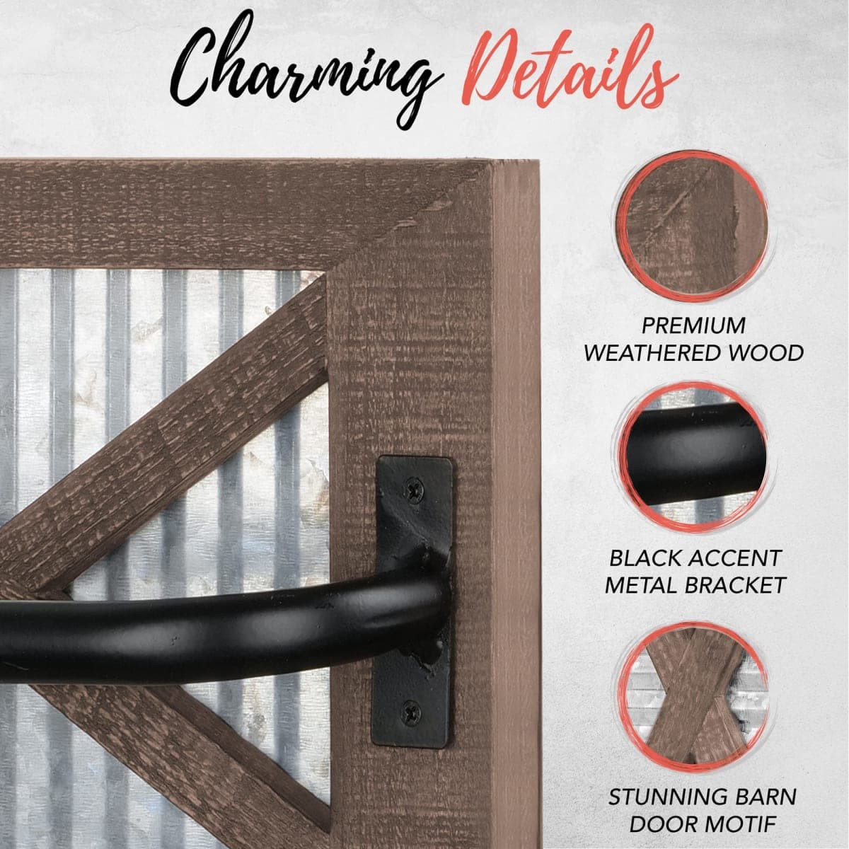 Autumn Alley Farmhouse Rustic Towel Rack Holder - Wood Towel Rack - Farmhouse Towel Holder for Rustic Bathroom and Farmhouse Kitchen Style Décor - 18" Wall Mounted, Set of 2, Rustic Brown thumbnail 3