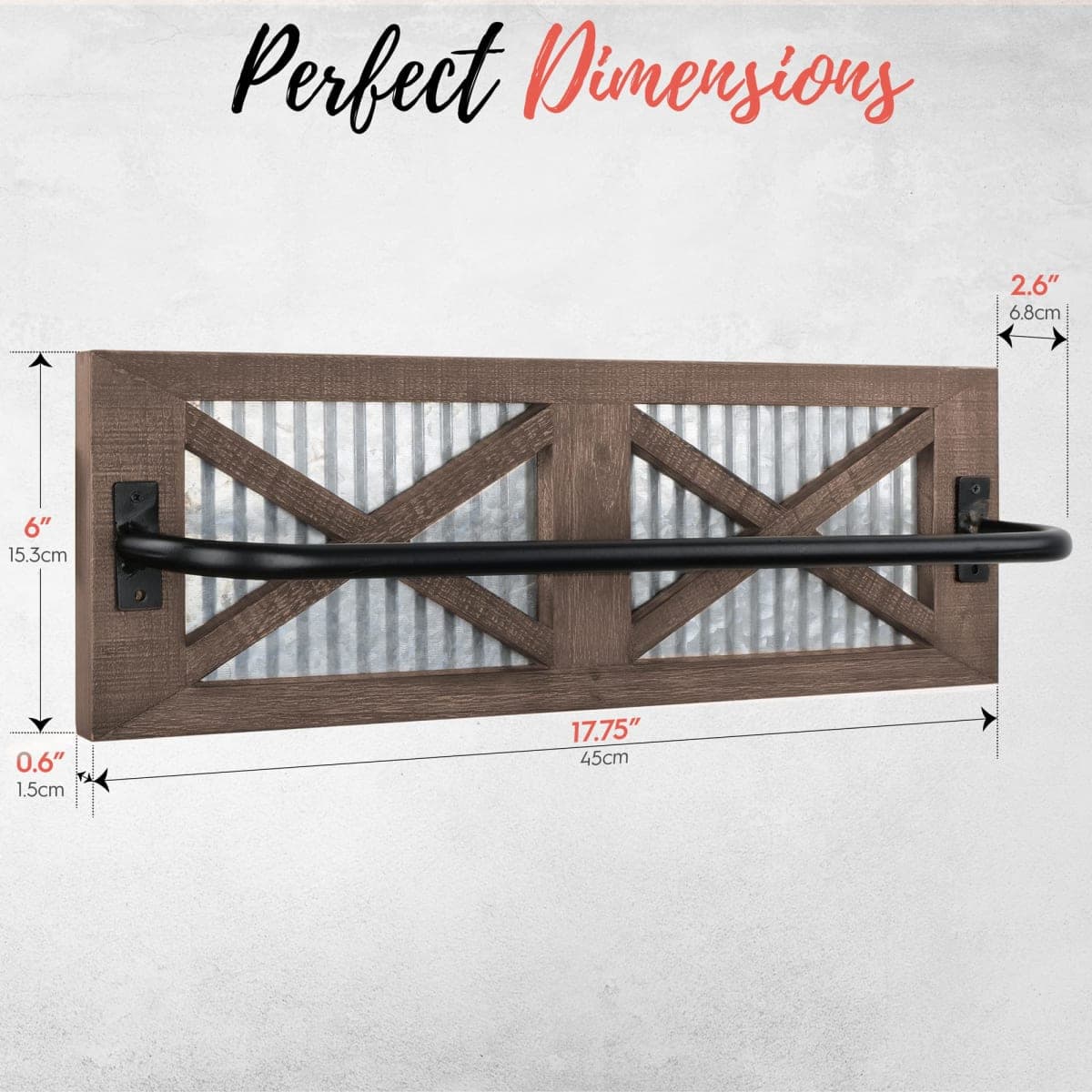 Autumn Alley Farmhouse Rustic Towel Rack Holder - Wood Towel Rack - Farmhouse Towel Holder for Rustic Bathroom and Farmhouse Kitchen Style Décor - 18" Wall Mounted, Set of 2, Rustic Brown thumbnail 4