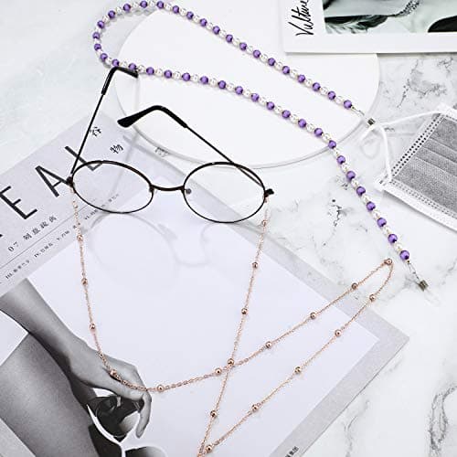 Frienda 8 Pcs Eyeglass Chains Beaded Glasses Chain for Women Stylish Elegant Sunglasses Strap Holder Around Neck(Cool Color) thumbnail 4