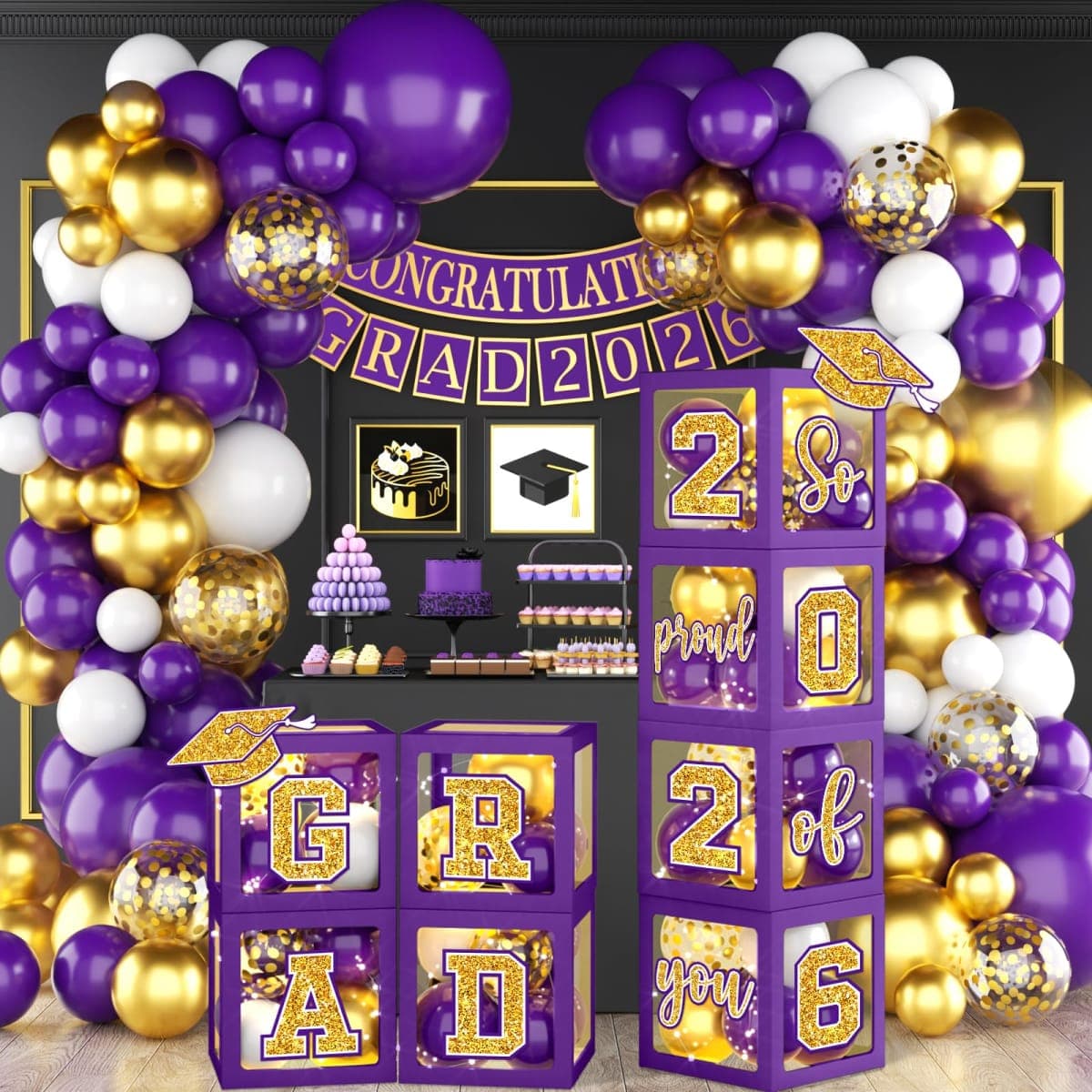 Graduation Party Balloon Arch 2026 (Purple) — image 1