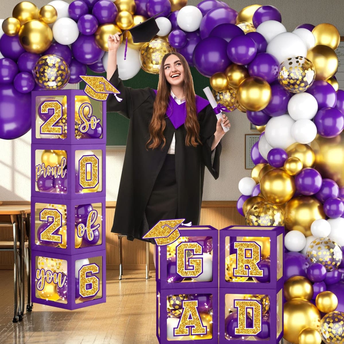 Graduation Party Balloon Arch 2026 (Purple) thumbnail 4