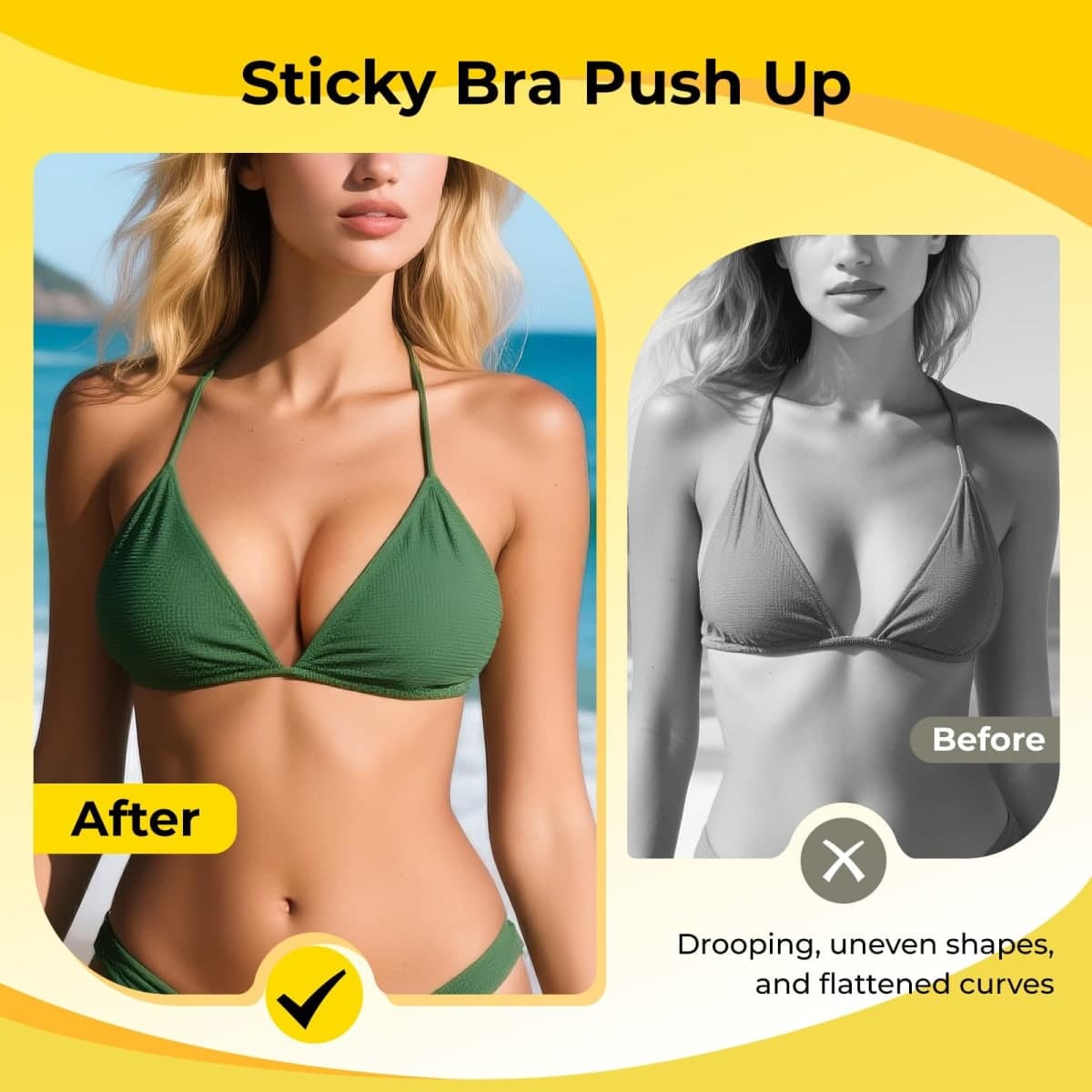 DesirTop Double Sided Sticky Bra Push Up, Invisible Bra Pad Inserts for Large Breasts, Adhesive Bra for Bikini Swimsuit (Beige, Medium) thumbnail 4