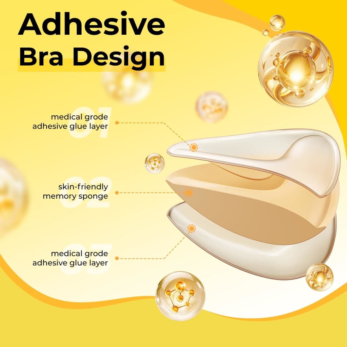 DesirTop Double Sided Sticky Bra Push Up, Invisible Bra Pad Inserts for Large Breasts, Adhesive Bra for Bikini Swimsuit (Beige, Medium) thumbnail 5