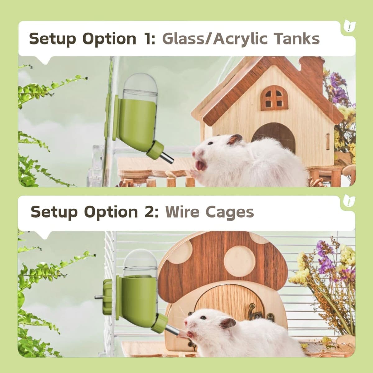 Hamster Water Bottle with Magnetic Holder, Freestanding Water Bottle for Glass Tanks, Suitable for Syrian Dwarf Hamsters Gerbils Mice Rats Degus thumbnail 5