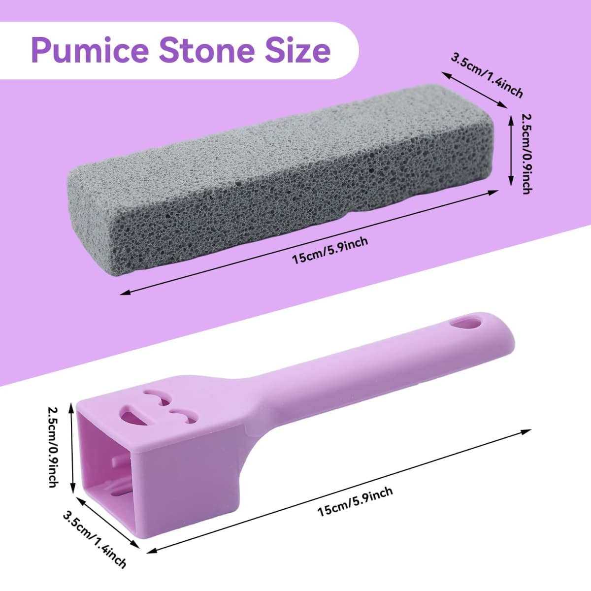 12 Pack Pumice Stones Scouring Sticks with 2 Handles, Pumice Scouring Pad Pumice Stick Cleaner for Cleaning Toilet, Bathtubs, Kitchen Sink, Grill, Household thumbnail 2